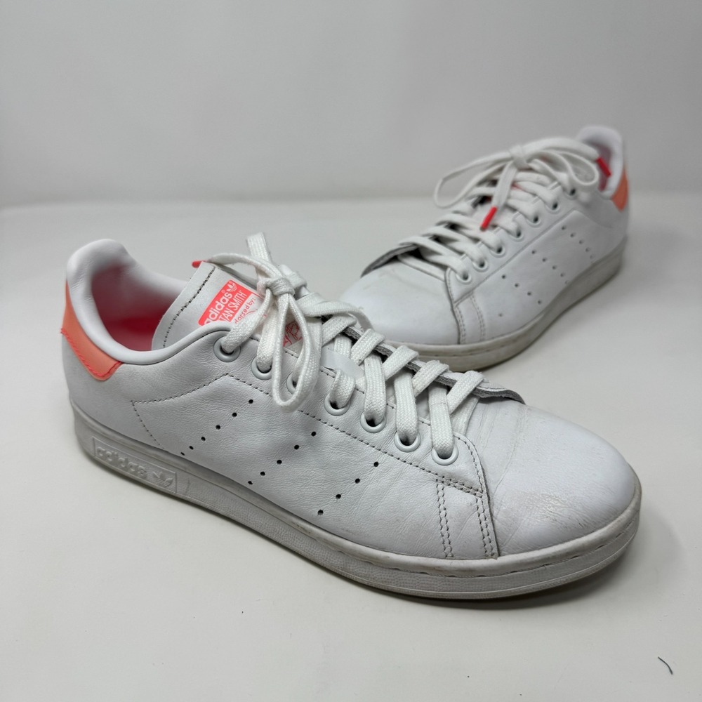 Adidas Stan Smith Pink White Sneakers White Lace Up Women's Size 7.5